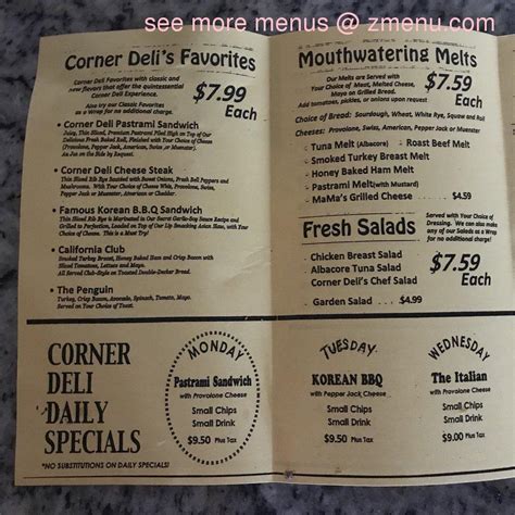 corner deli ontario menu